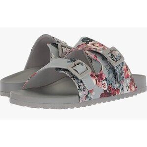 Madden Girl Women's Teddy Slide Sandals Gray Blue Floral Size 10 M Shoes NWB